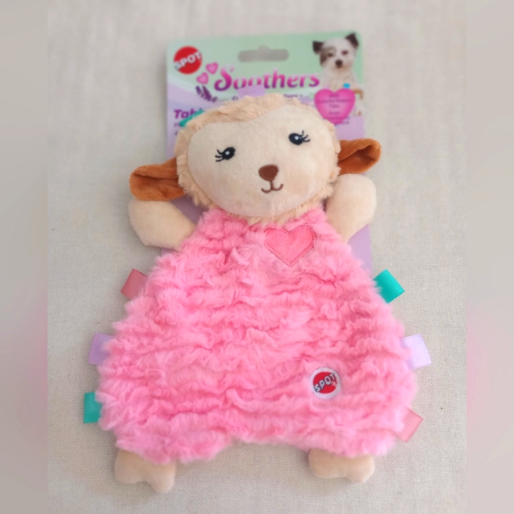 SPOT Soothers Tabbie Lambie Plush Dog Toy In Pink